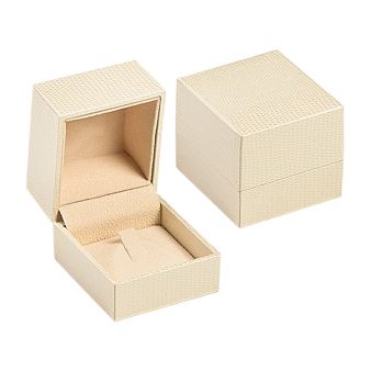 Κουτί για Δαχτυλίδι Κρεμ Δερματίνη