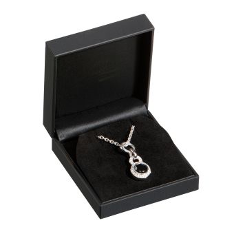 Κουτί για Μενταγιόν Μαύρη Δερματίνη 8,9x8,5x3,6