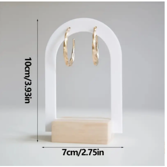 Σταντ Σκουλαρικιών Με Αψιδωτό Σχέδιο και Ξύλινη Βάση