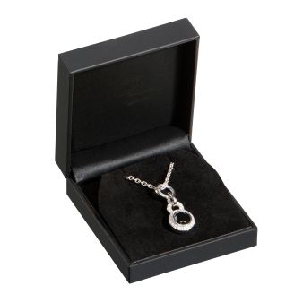 Κουτί για Μενταγιόν Μαύρη Δερματίνη 8,9x8,5x3,6